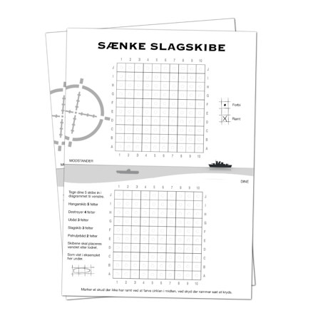S&aelig;nke slagskibe, battleships print and play